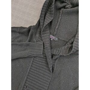 Effeci Cardigan Sweater Womens 1X Gray Hooded Button Front Long Sleeve Pockets